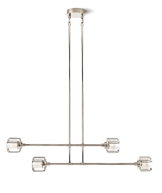 Demeart Mobile Linear Brass Chandelier with YMceted Glass Shades