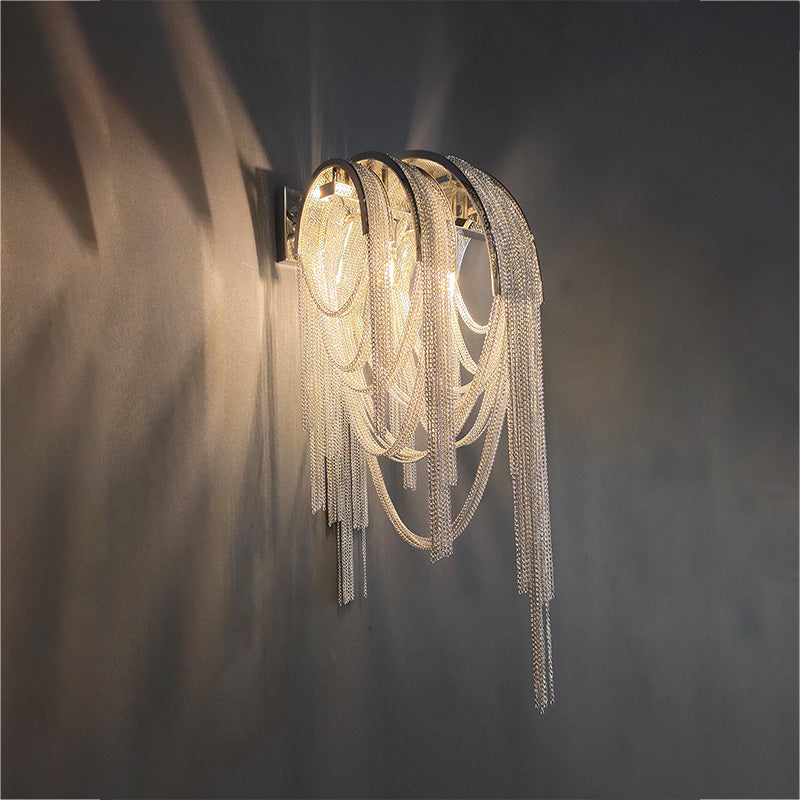 Sophia Modern Aluminum Chain Tassel Wall Sconce - Yami Lightings