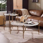 Thaddeus Round  Horn Marble Coffee Table & Side Table