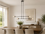 Demeart Mobile Linear Brass Chandelier with YMceted Glass Shades
