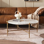 Thaddeus Round  Horn Marble Coffee Table & Side Table