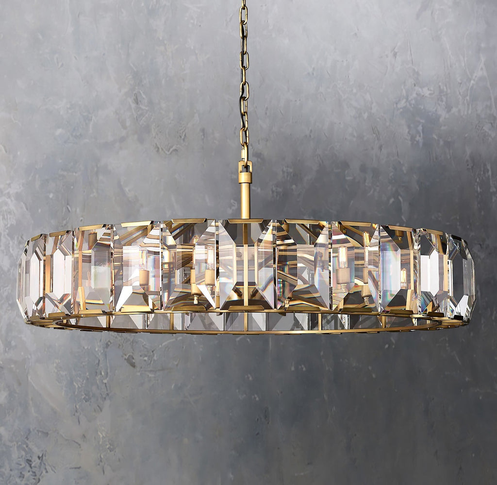 Faceted Crystal Glass Round Chandelier D60" - Yami Lightings