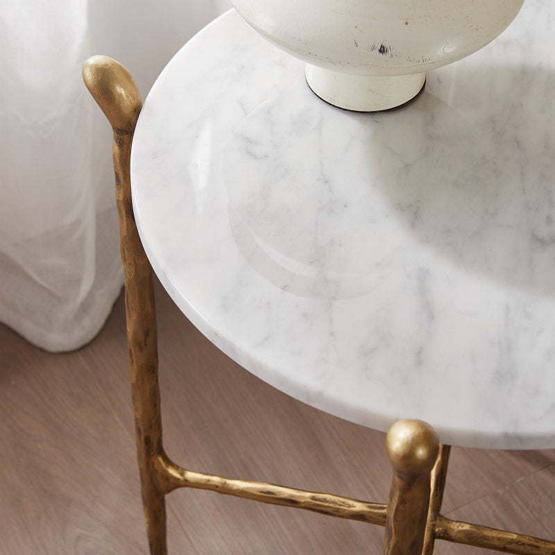 Thaddeus Round  Horn Marble Coffee Table & Side Table