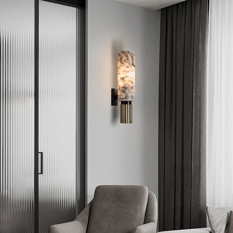 Ansu Cylindrical Alabaster Wall Sconce