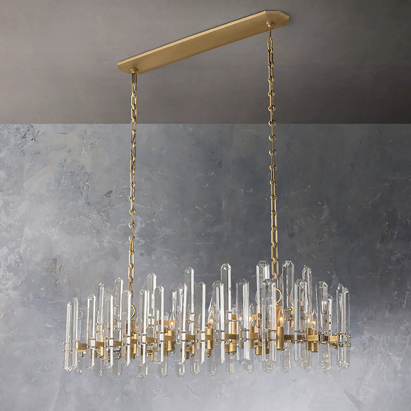 Bonnie Faceted Crystal Prisms Linear Chandelier - Yami Lightings