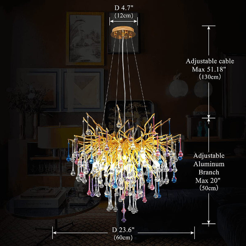 Doris Colorful Crystal Chandelier for Dining Room - Yami Lightings