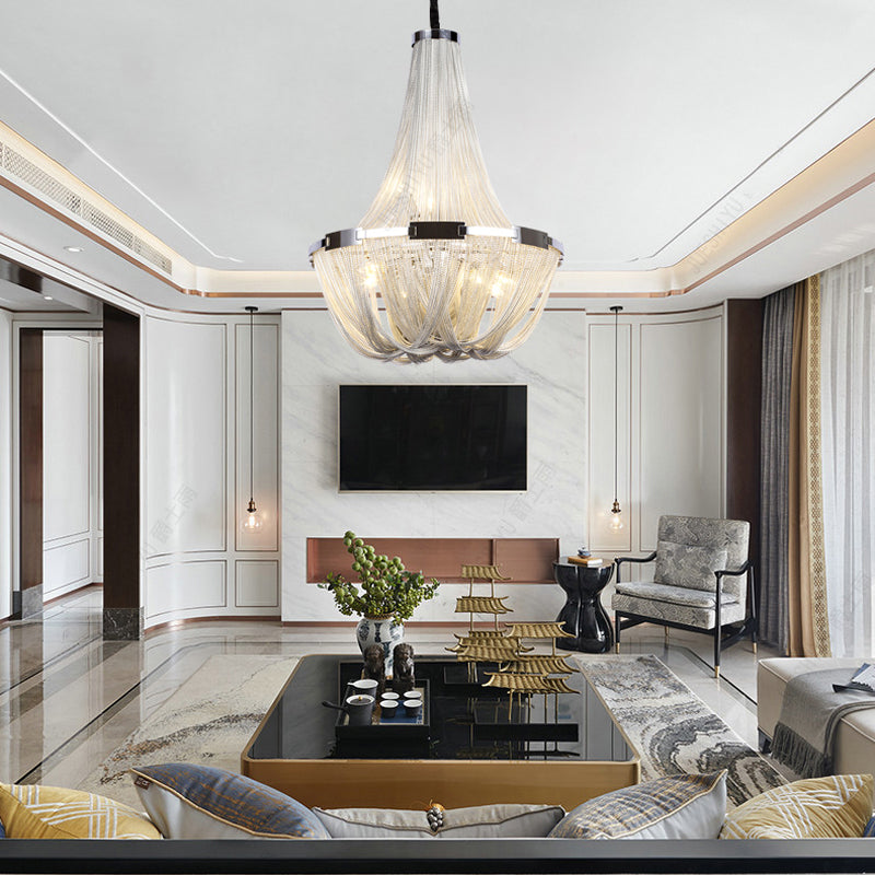 Eudora Luxury Aluminum Chain Tassel Chandelier - Yami Lightings