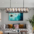 Faceted Crystal Glass Rectangular Chandelier L55" - Yami Lightings