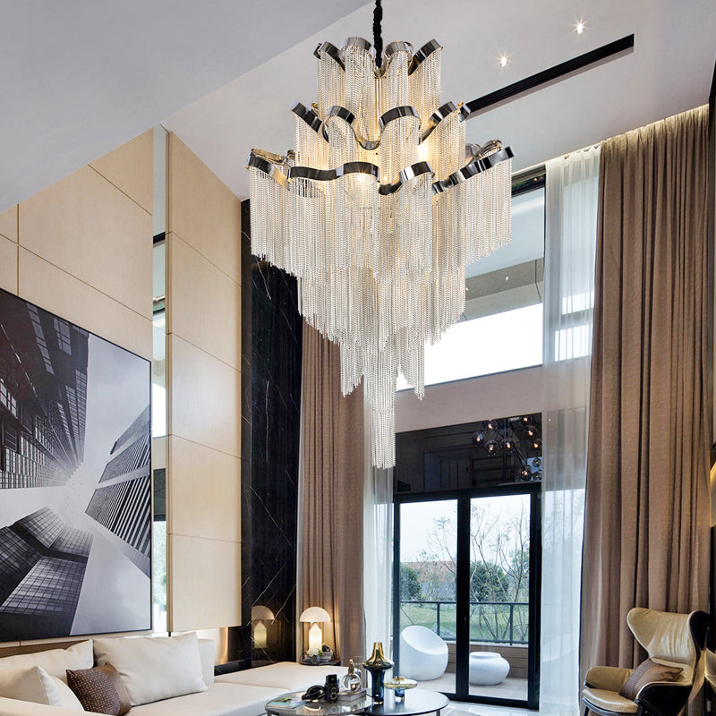 Gladys Aluminum Chain Tassel Stream Chandelier - Yami Lightings