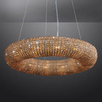 Luxury Crystal Halo Amber Round Chandeliers - Yami Lightings