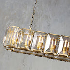 Faceted Crystal Glass Rectangular Chandelier L62" - Yami Lightings