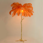 Elva Nordic Ostrich Feather Floor Lamp Brass Lighting - Yami Lightings