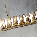Faceted Crystal Glass Rectangular Chandelier L55" - Yami Lightings