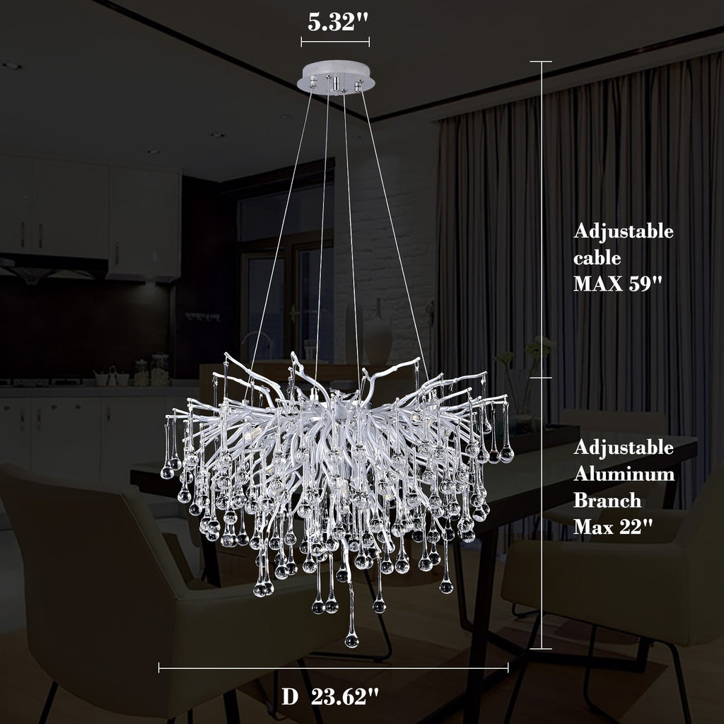 Doris Silver Branch Chandelier Light Fixture - Yami Lightings