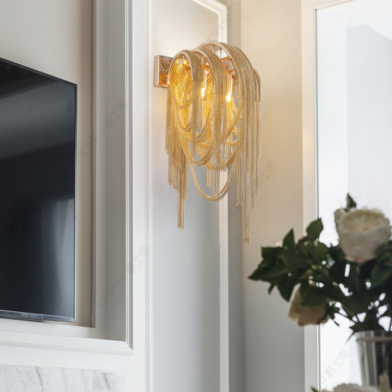 Sophia Modern Aluminum Chain Tassel Wall Sconce - Yami Lightings
