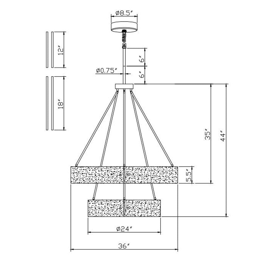 Vouvray Two-Tier Round Chandelier 36"