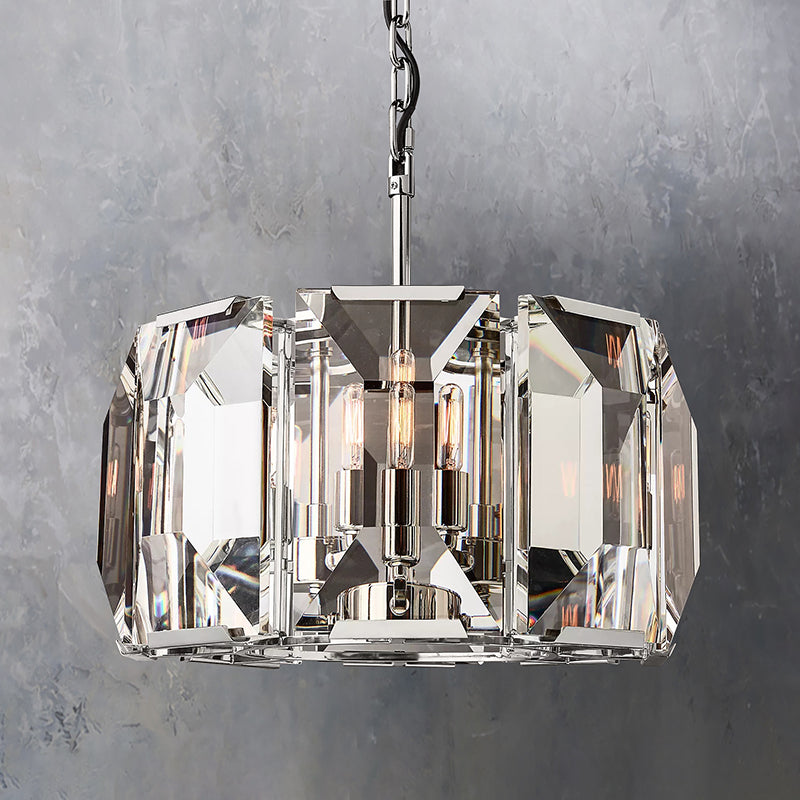 Faceted Crystal Glass Round Chandelier D19" - Yami Lightings