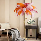 Elva Nordic Ostrich Feather Floor Lamp Brass Lighting - Yami Lightings