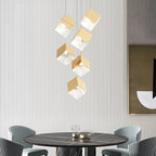 1/3/6/9-Light Multi Glass Ice Cube Metallic Staircase Chandelier
