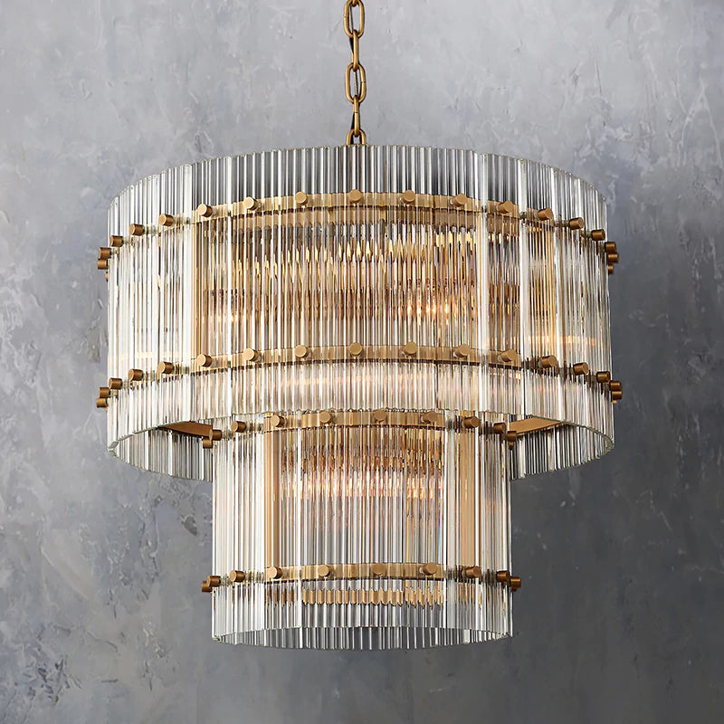 Marcia Glass TWO-TIER Round Chandelier D22" - Yami Lightings