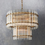 Marcia Glass TWO-TIER Round Chandelier D22" - Yami Lightings