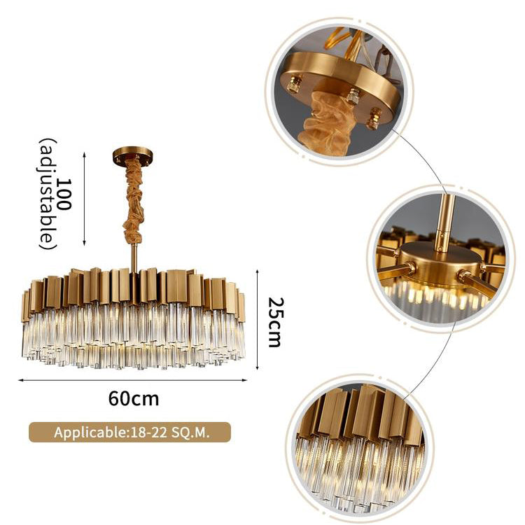 Kubica Round Crystal Chandelier - Yami Lightings