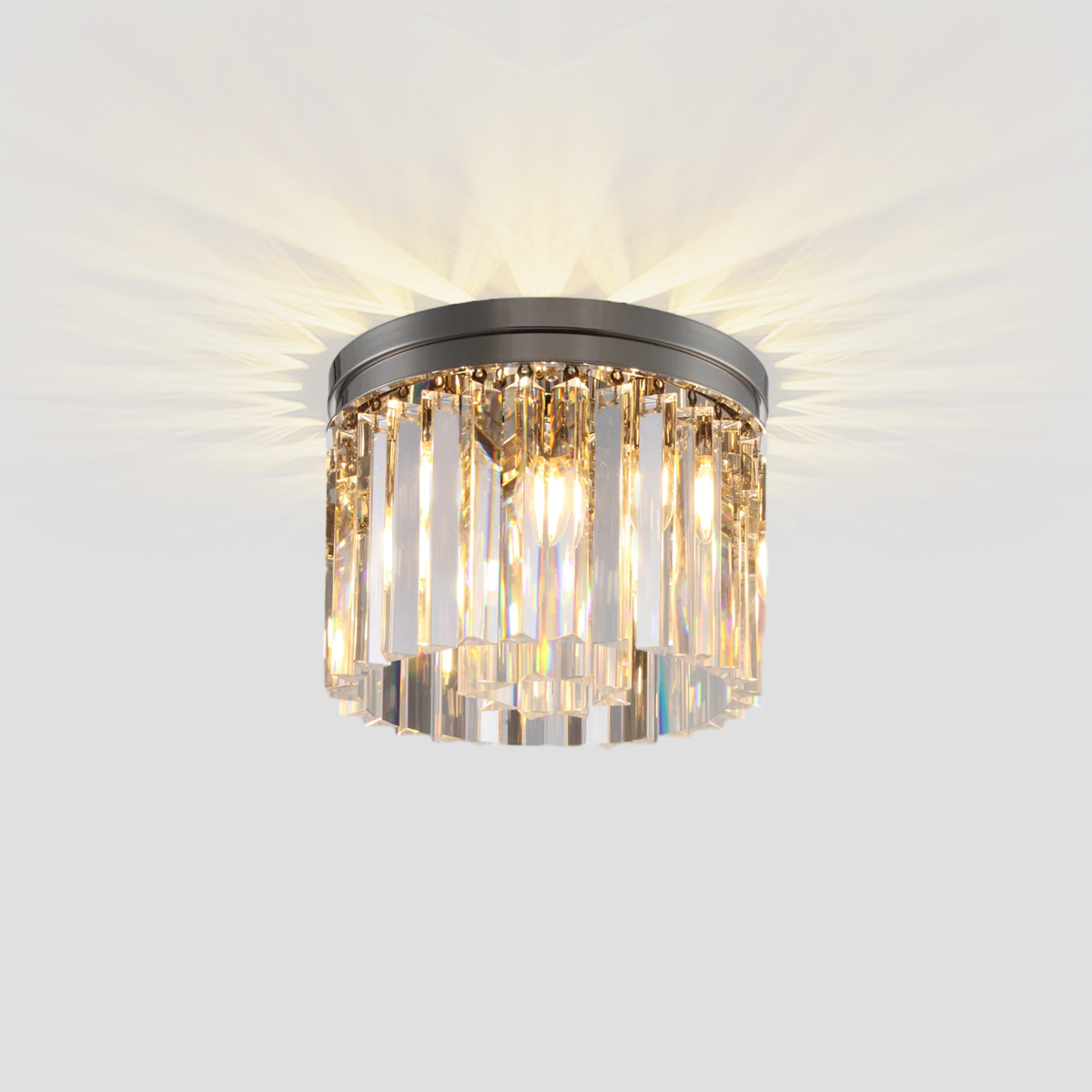1920s Olion 1-Tier Crystal Round Flushmount