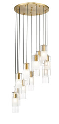 Stiffel Cylindrical Glass Round Chandelier 11-Light