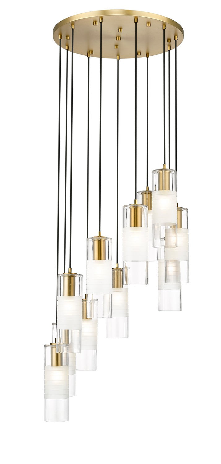 Stiffel Cylindrical Glass Round Chandelier 11-Light