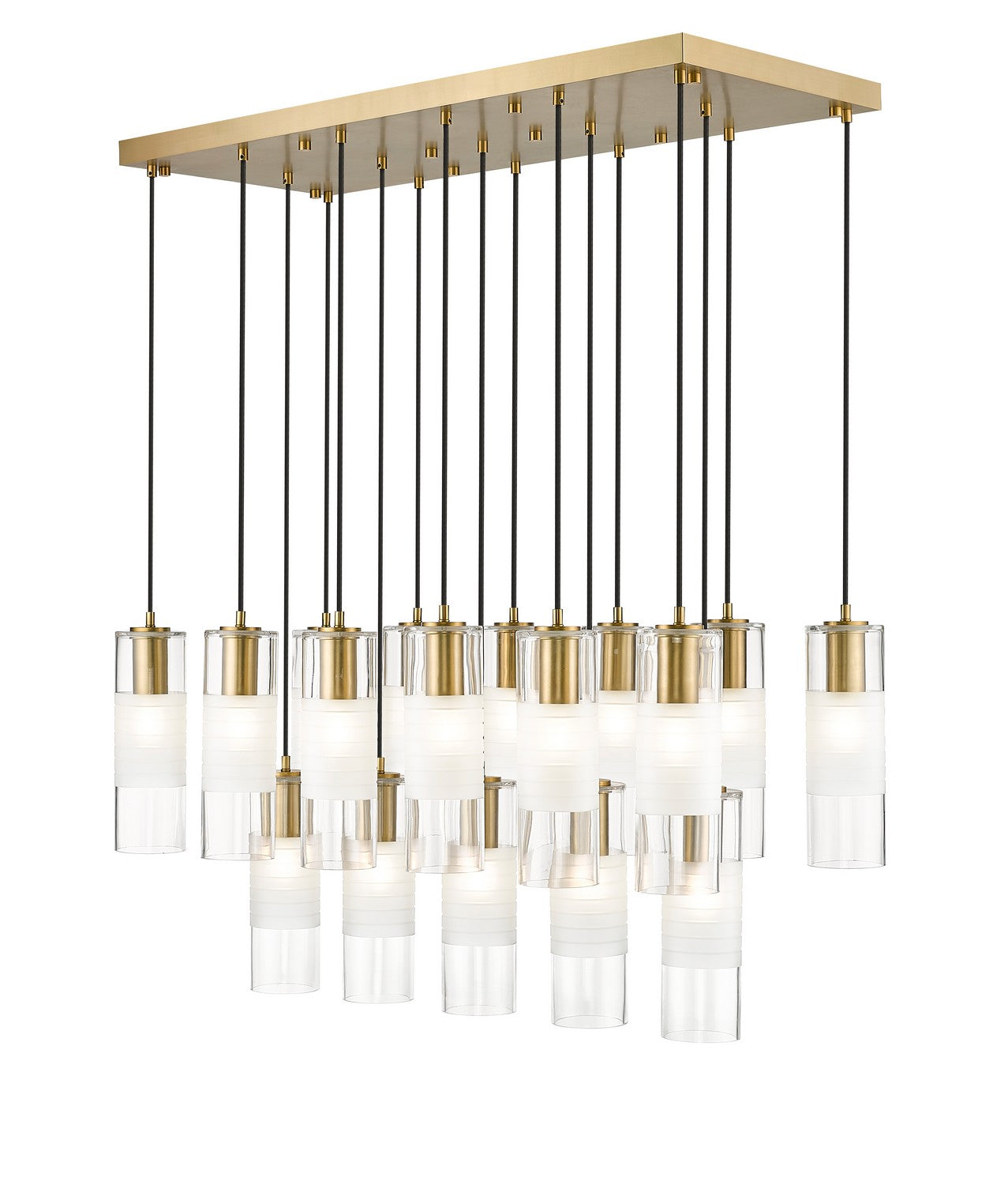 Stiffel Cylindrical Glass Linear Chandelier 17-Light