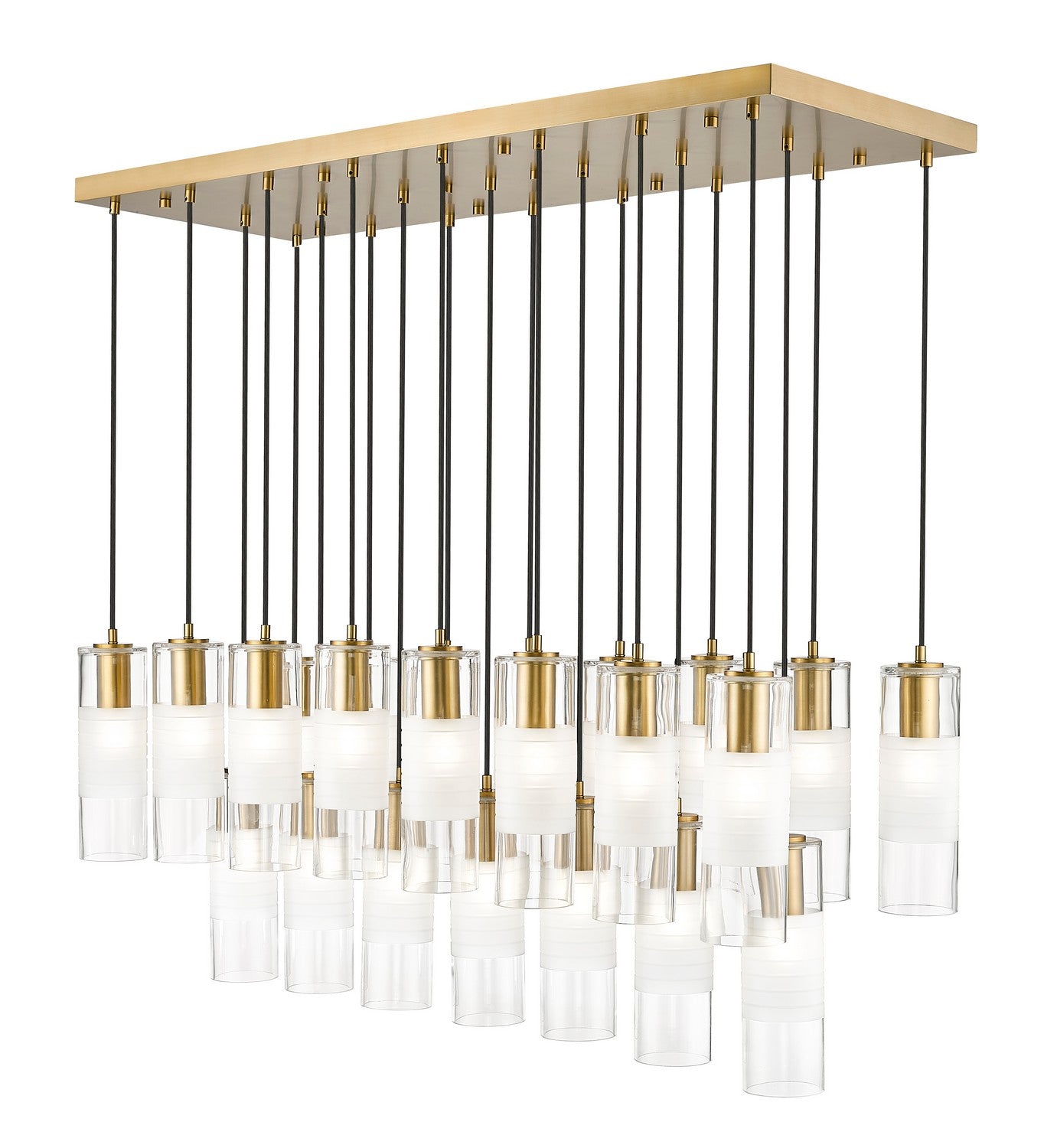 Stiffel Cylindrical Glass Linear Chandelier 23-Light 54"L