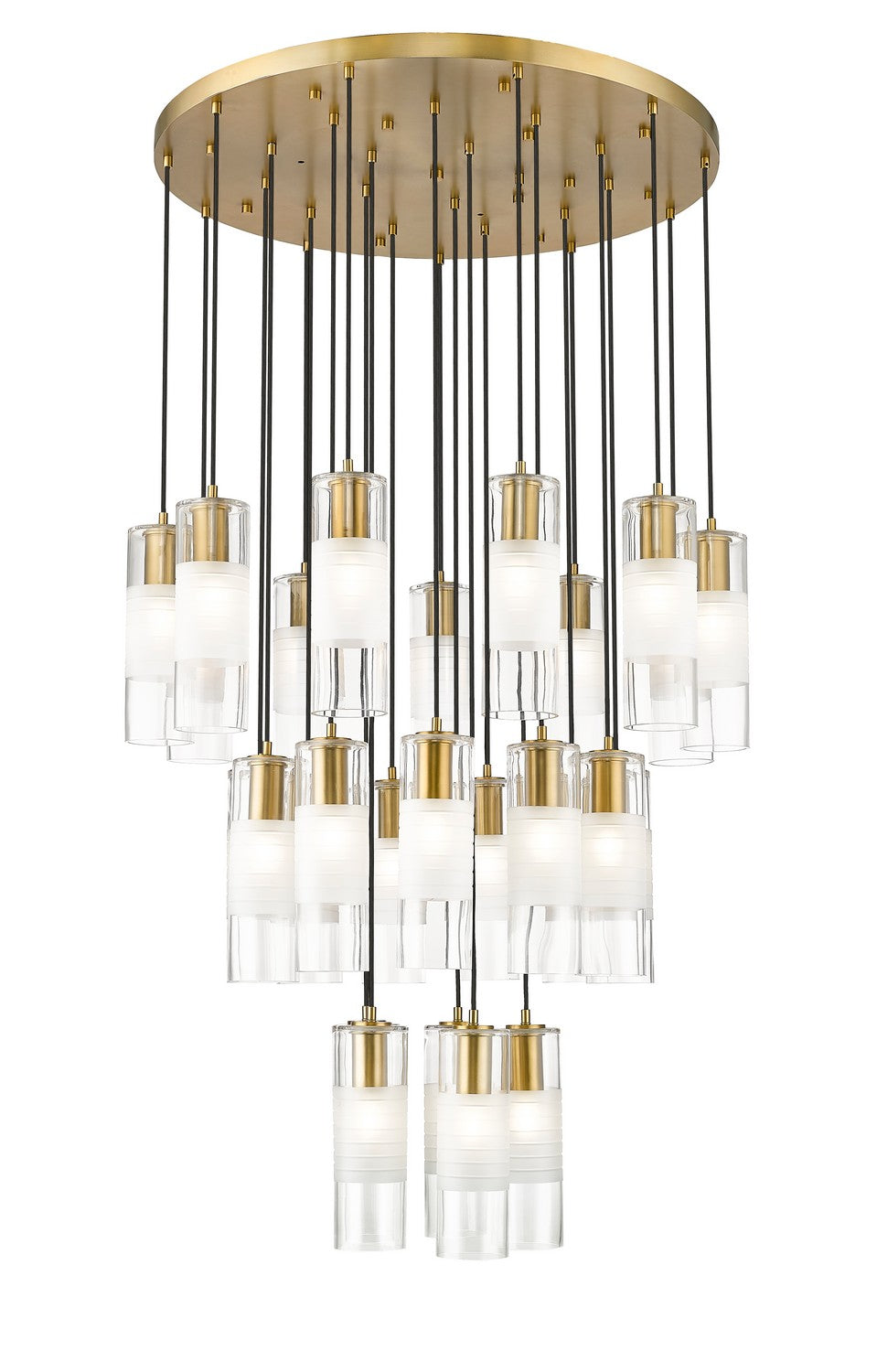 Stiffel Cylindrical Glass Round Chandelier 36"D