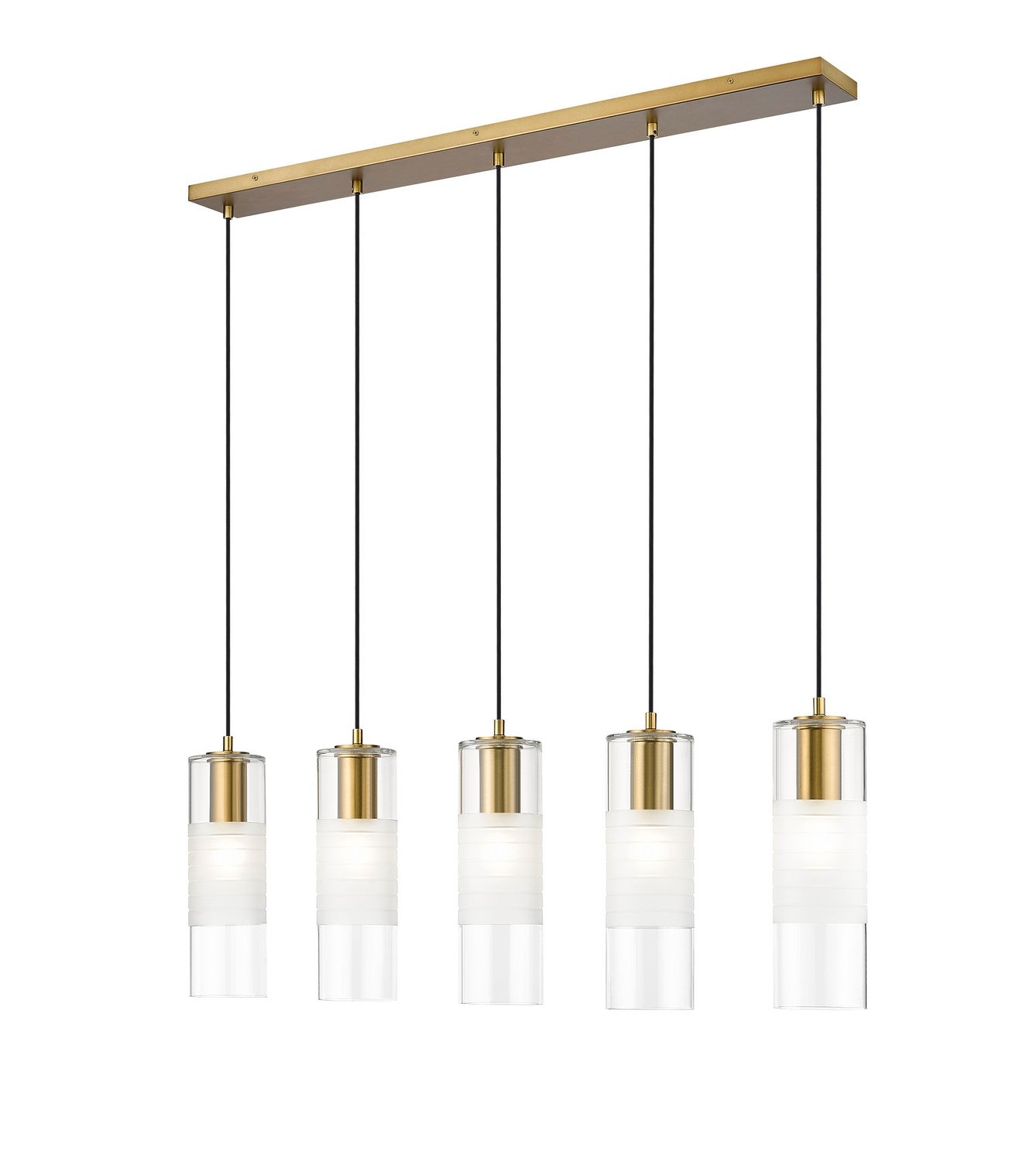 Stiffel Cylindrical Glass Linear Chandelier 5-Light