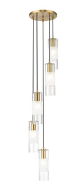 Stiffel Cylindrical Glass Round Chandelier 5-Light