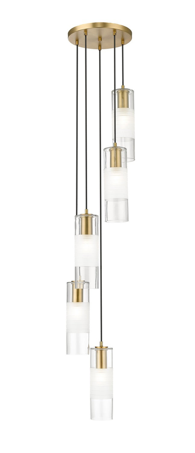 Stiffel Cylindrical Glass Round Chandelier 5-Light