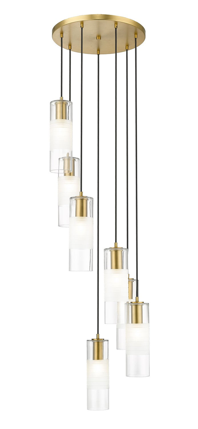 Stiffel Cylindrical Glass Round Chandelier 7-Light