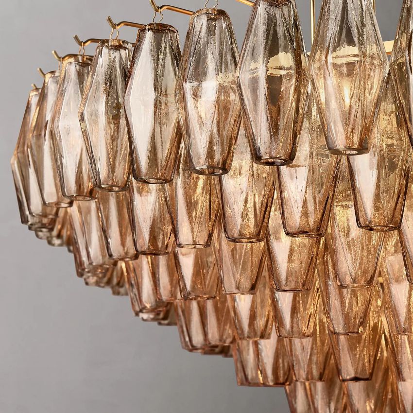 Murano Smoke Glass Tiered Round Chandelier - Yami Lightings