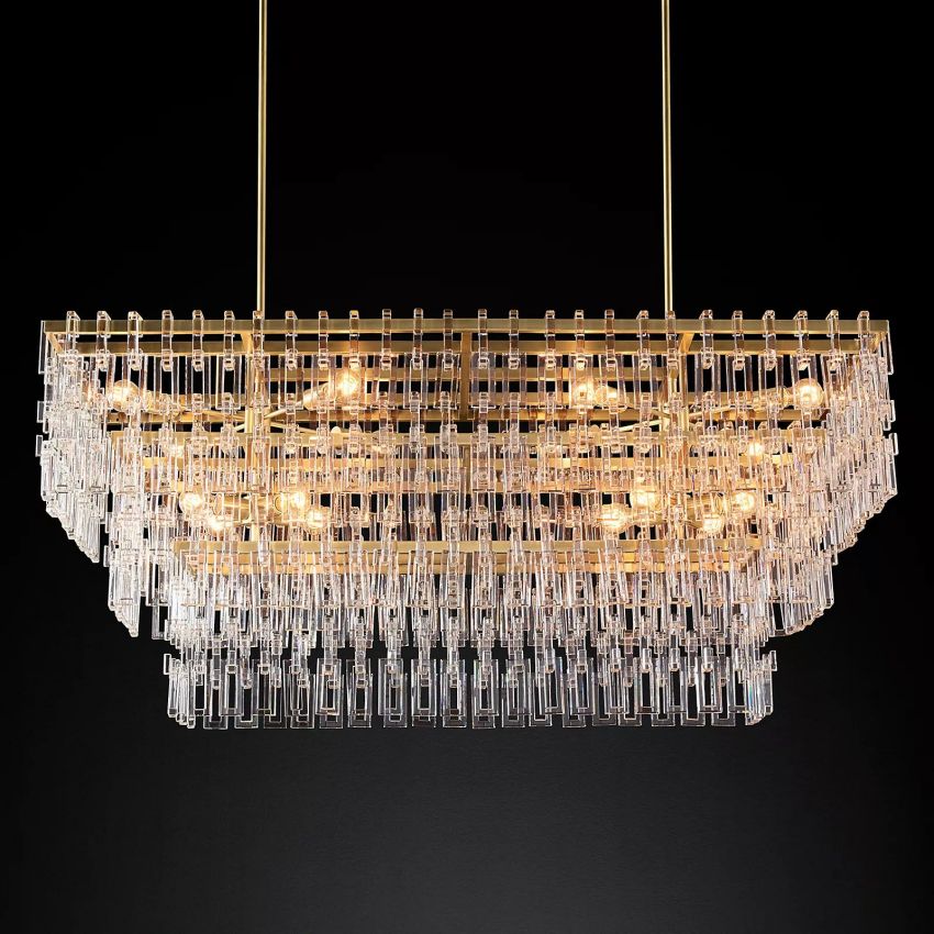 Marignan Three-Tier Rectangular Chandelier 60" - Yami Lightings