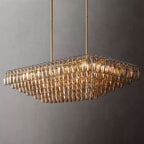Murano Smoke Glass Tiered Rectangular Chandelier - Yami Lightings