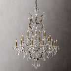 19TH C.Clear Royal Cut Crystal Round Chandelier 40" 