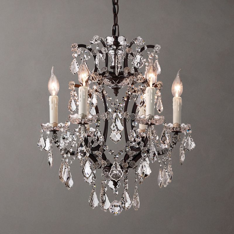 19TH C.Clear Royal Cut Crystal Round Chandelier 18" 