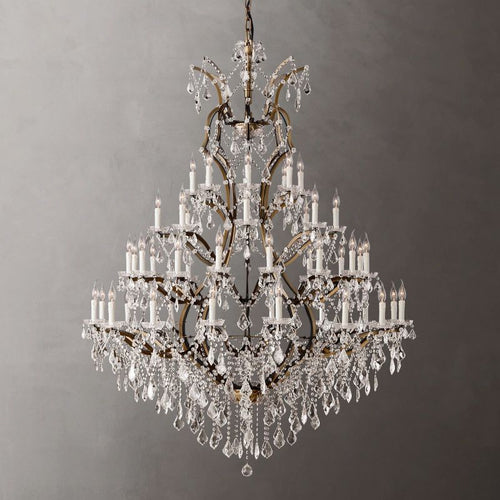 19TH C.Clear Royal Cut Crystal Round Chandelier 60" 