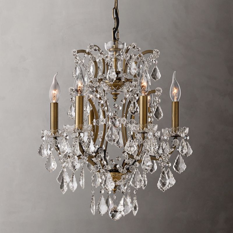 19TH C.Clear Royal Cut Crystal Round Chandelier 18" 