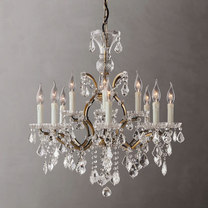 19TH C.Clear Royal Cut Crystal Round Chandelier 28" 