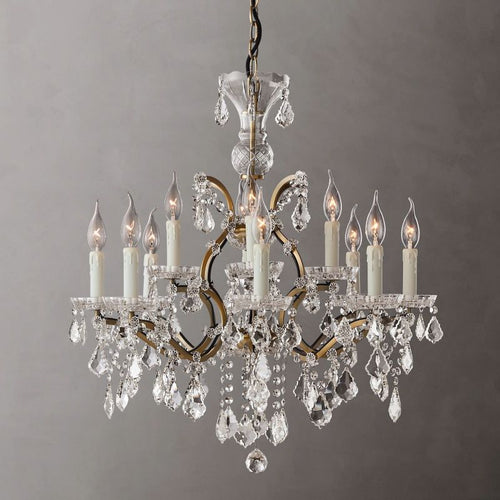 19TH C.Clear Royal Cut Crystal Round Chandelier 28" 