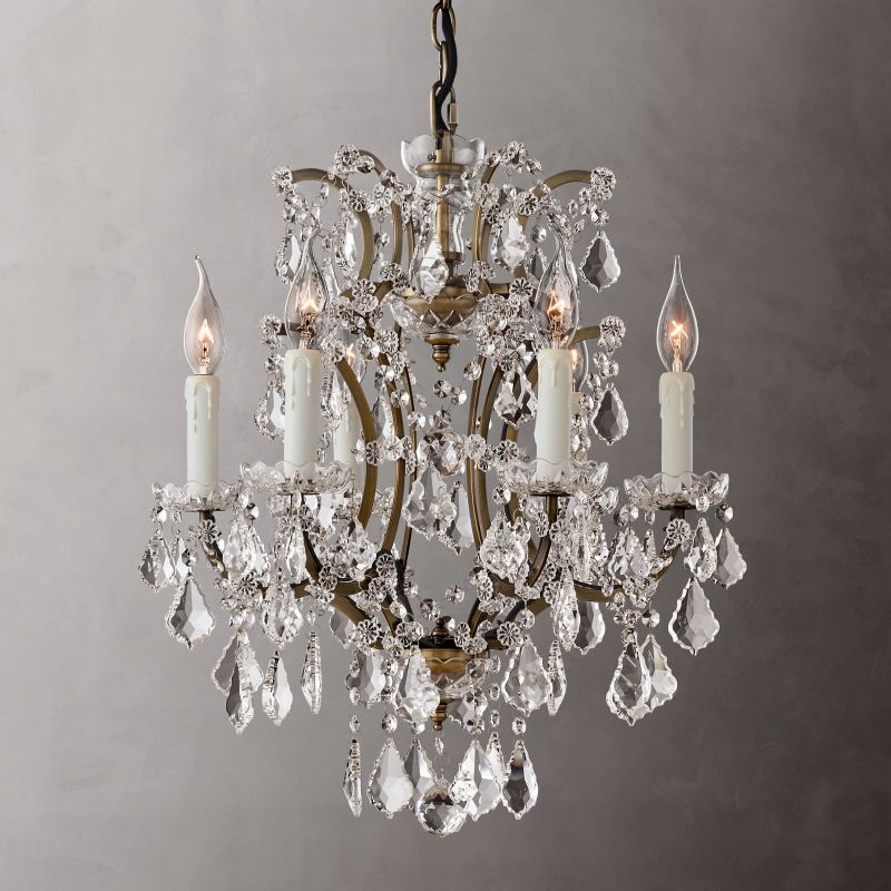 19TH C.Clear Royal Cut Crystal Round Chandelier 18" 