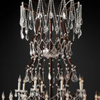 19TH C.Clear Royal Cut Crystal Round Chandelier 101" 