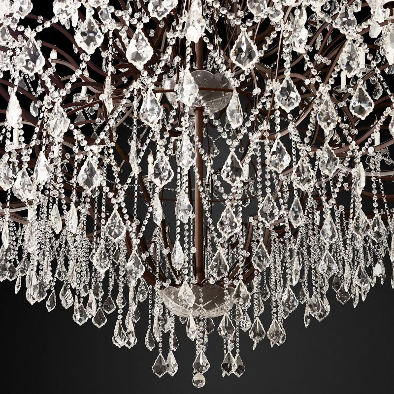19TH C.Clear Royal Cut Crystal Round Chandelier 101" 
