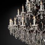 19TH C.Clear Royal Cut Crystal Round Chandelier 101" 