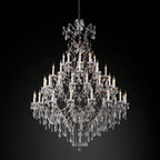 19TH C.Clear Royal Cut Crystal Round Chandelier 60" 